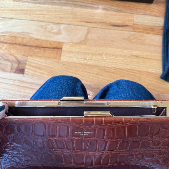 Saint Laurent Brown Crocodile Leather Embossed Croc Midnight Clutch Small - Picture 12 of 16